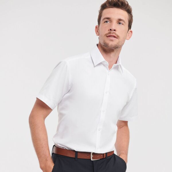 Short sleeve herringbone shirt Thumbnail