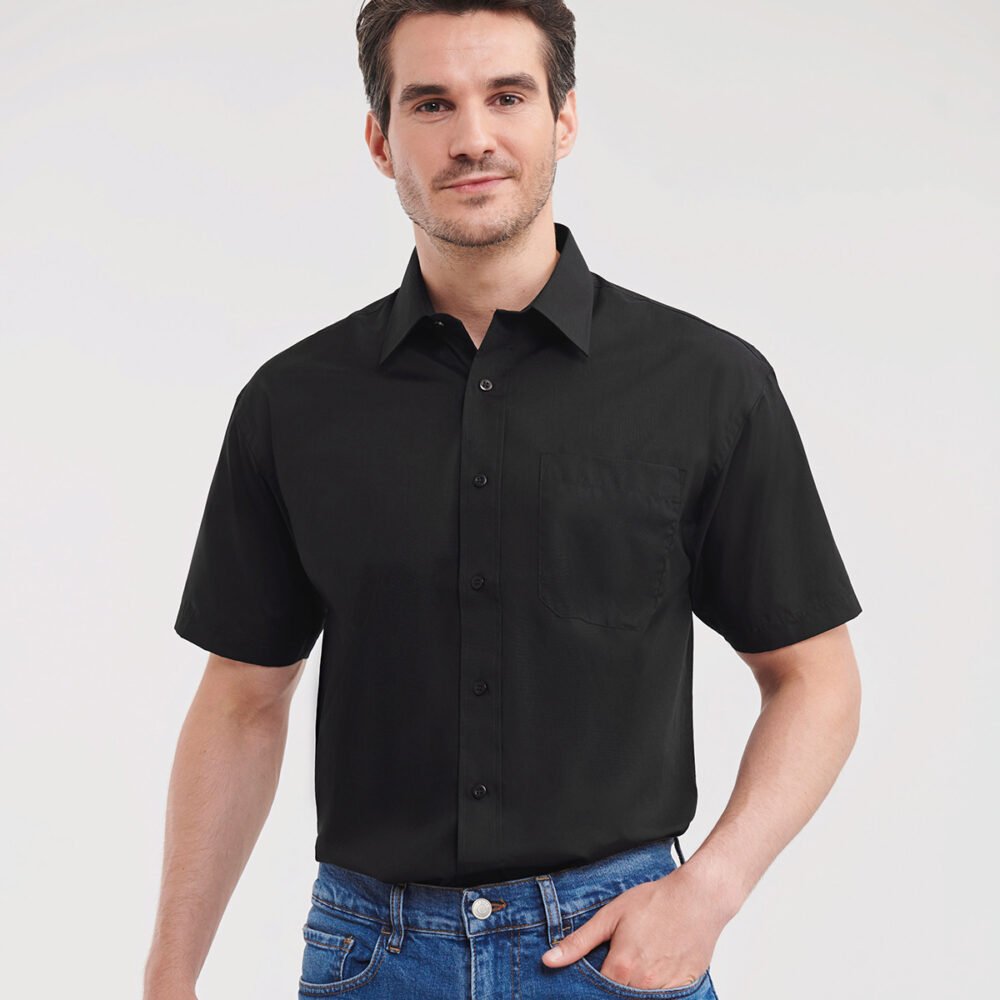 Short sleeve polycotton easycare poplin shirt