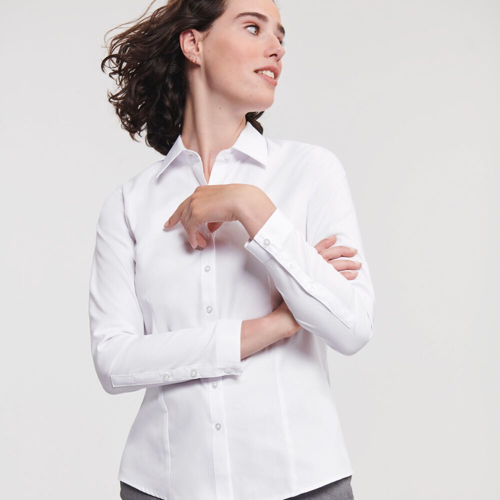 Women's long sleeve herringbone shirt