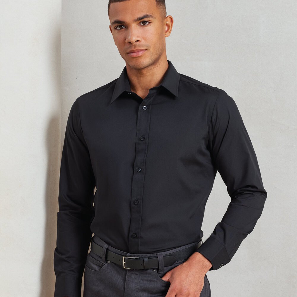 Poplin fitted long sleeve shirt