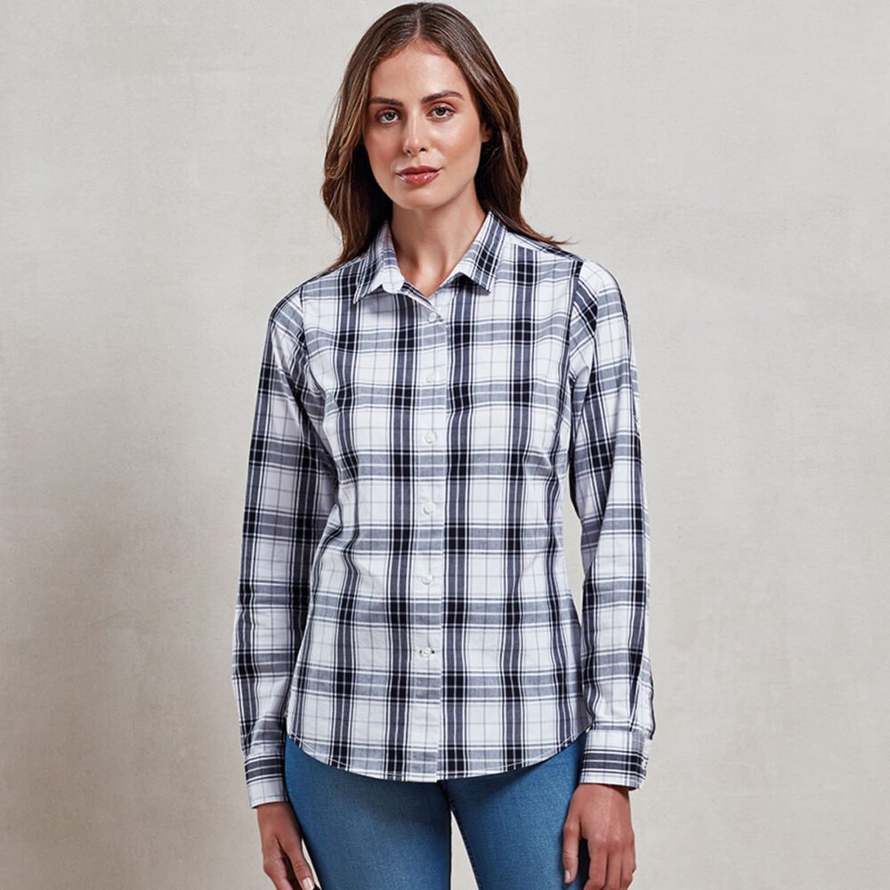 Women's Ginmill check cotton long sleeve shirt